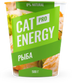 Упаковка кошачьего корма зелёного цвета CAT ENERGY PRO с рыбой, с изображениями свежей рыбы и злаков, вес 500 грамм